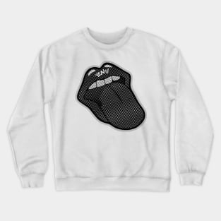 Rock tongue customized with black and white dots and the word, Yeah! Psychedelic iconic mouth sticking out its tongue in black and white. Crewneck Sweatshirt
